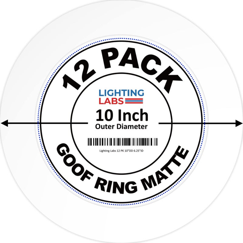 Lighting Labs 12 Pack Matte White Goof Trim Ring for Recessed Can Lighting Down Light, Outer Diameter 10 Inches, Inner Diameter 6.2 Inches - Image 1